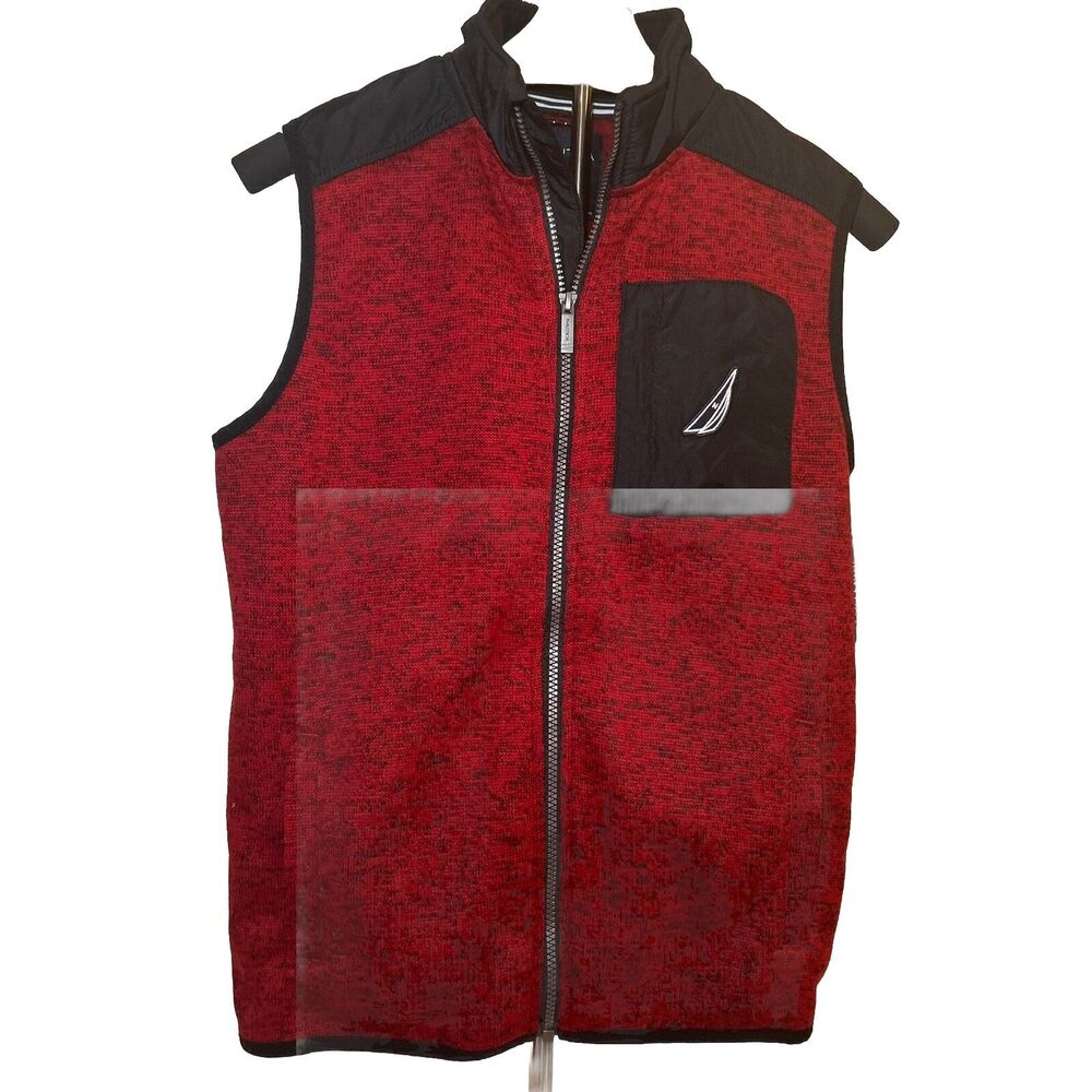 NWT Nautica Jaxon Nautex Youth Size Large 14/16 Red Full Zip Sleeveless Vest